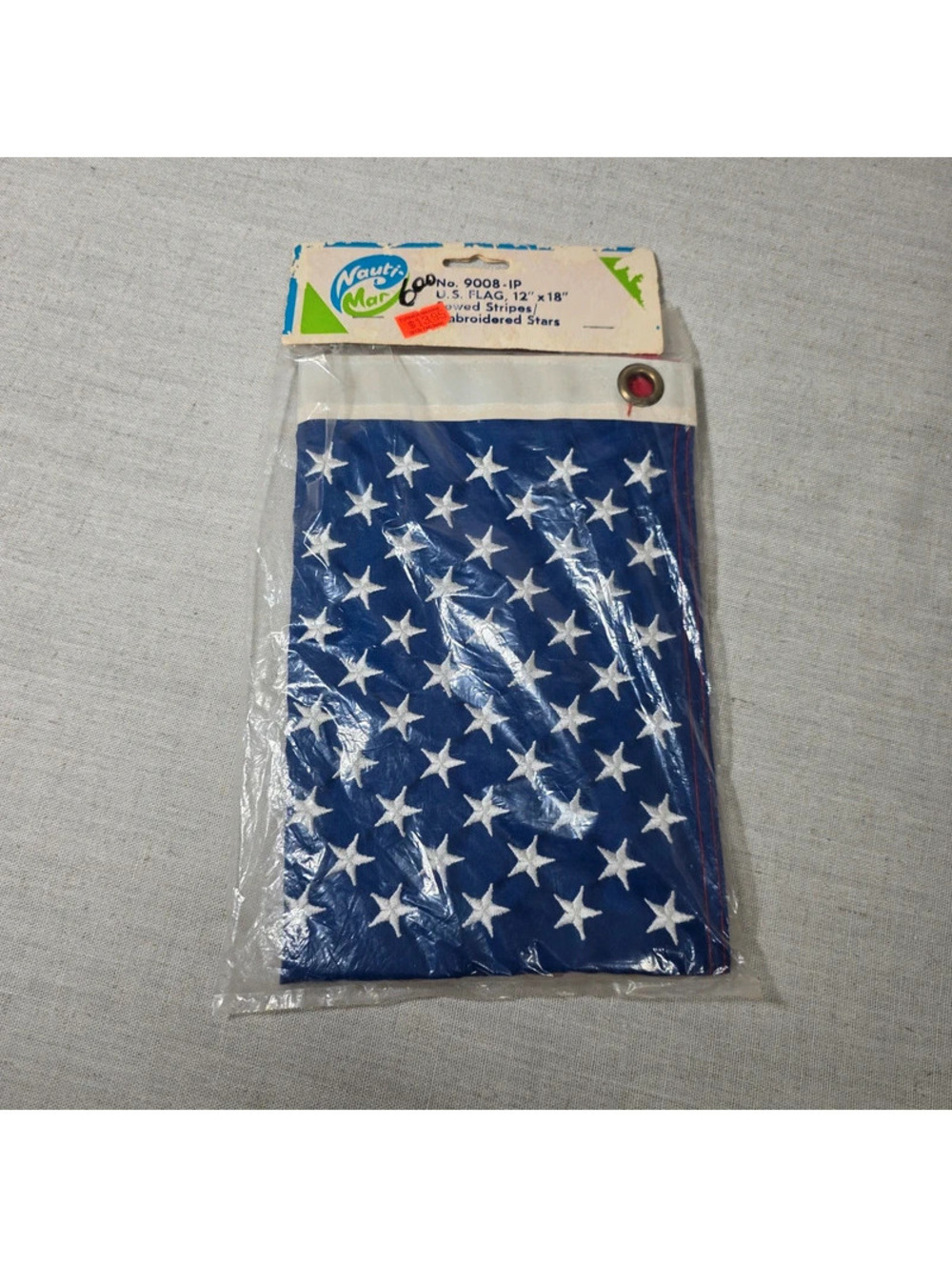 Vintage USA Flag 12 x 18 In Embroidered Stars Sewn Stripes American Marine